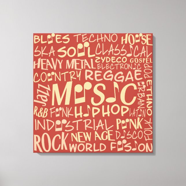 Music Genres Word Collage canvas print (Front)
