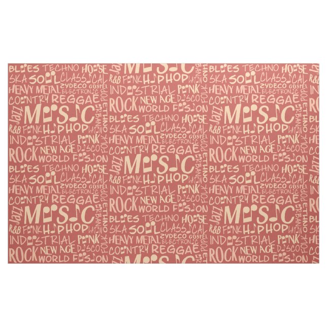 Music Genres Word Collage custom fabric (Yard)