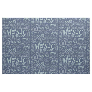 Music Genres Word Collage custom fabric