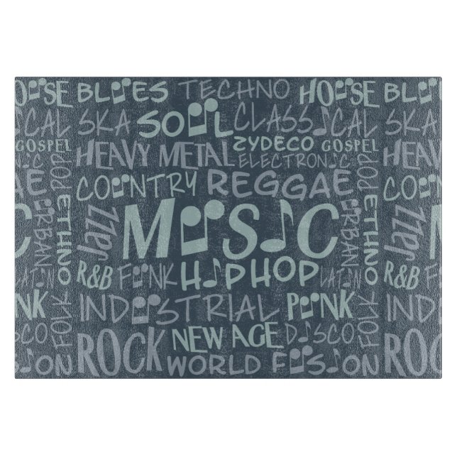 Music Genres Word Collage cutting boards (Front)