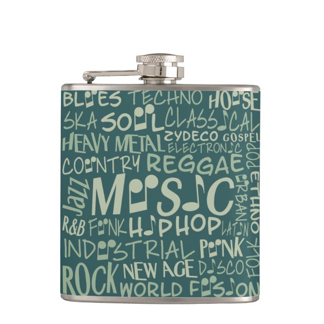 Music Genres Word Collage flask (Front)