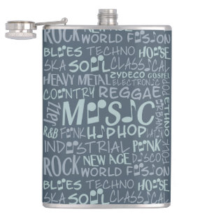 Music Genres Word Collage flask