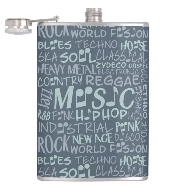 Music Genres Word Collage flask (Opened)