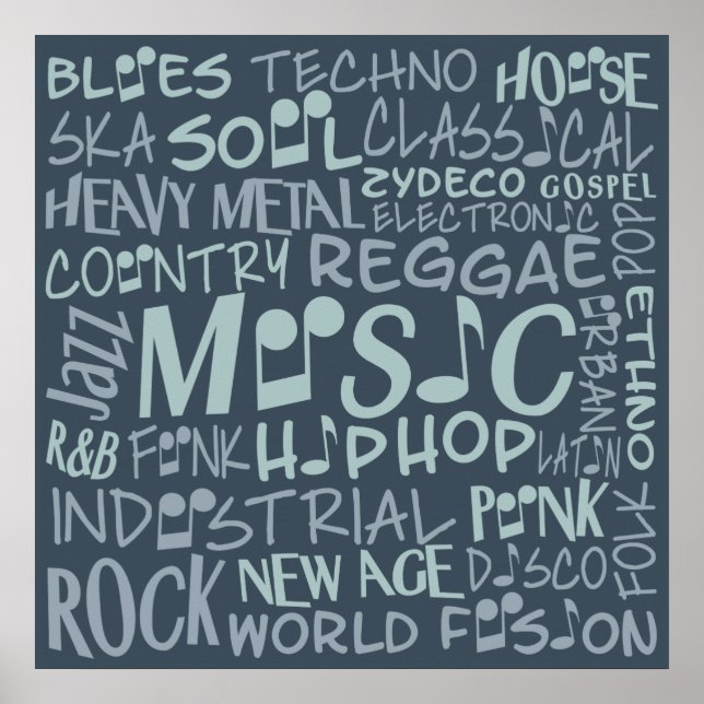 Music Genres Word Collage poster (Front)