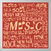Music Genres Word Collage poster
