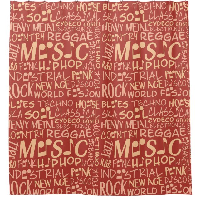 Music Genres Word Collage shower curtain (Front)