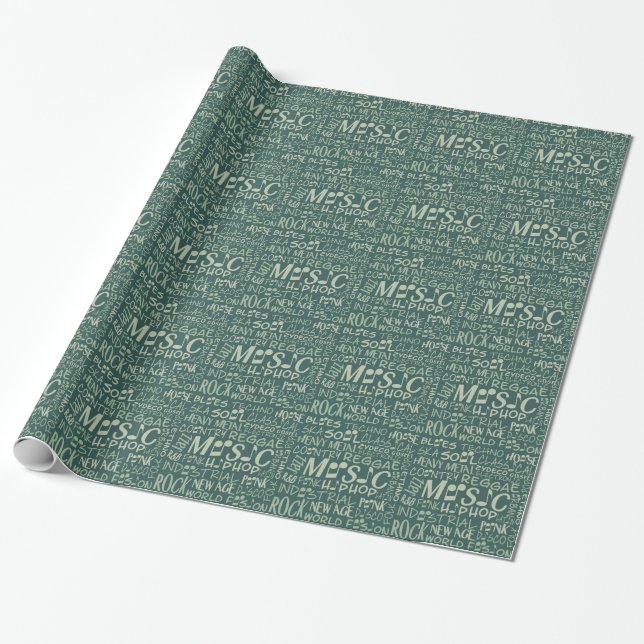 Music Genres Word Collage wrapping paper (Unrolled)
