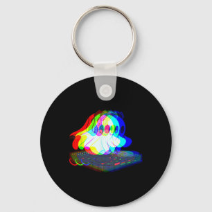 Music Ghost Halloween Techno Rave Halloween Party Key Ring