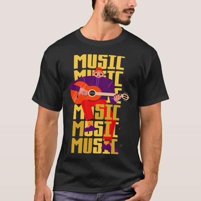 music girl playing guitar Pullover Hoodie (Front)