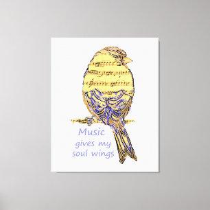 Music Gives My Soul Wings Inspirational Quote Canvas Print