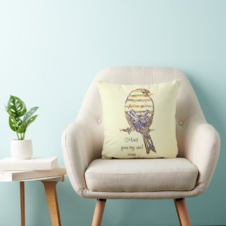 Music gives my soul wings Sparrow Bird Cushion