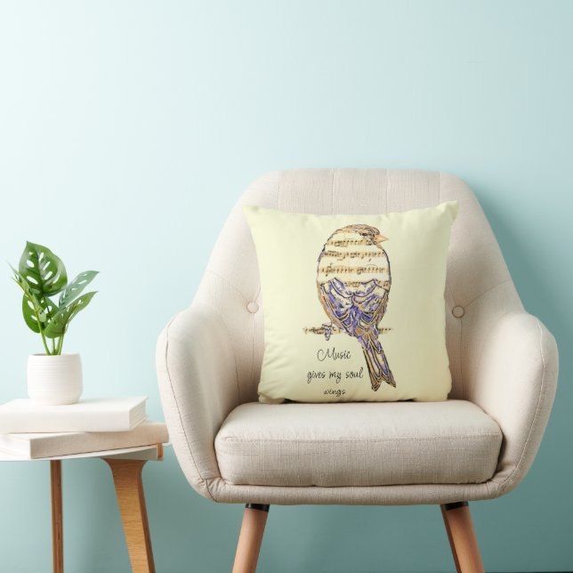  Music gives my soul wings Sparrow Bird Cushion (Chair)