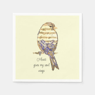 Music gives my soul wings Sparrow Bird Napkin
