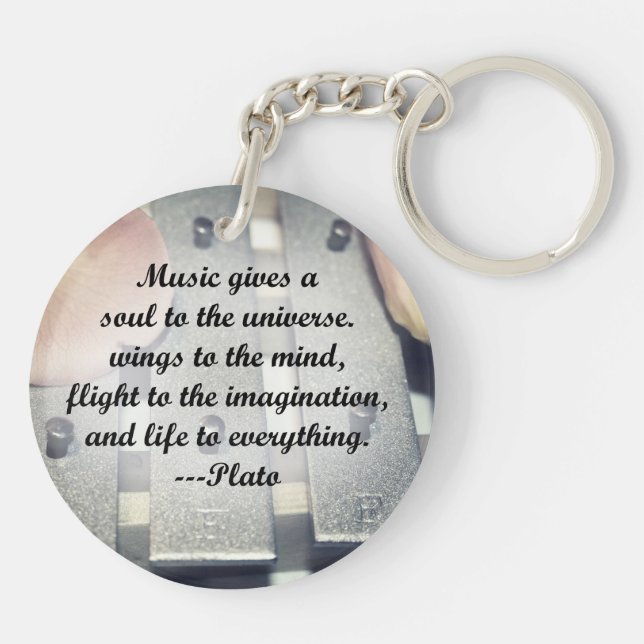 Music gives soul bells rose design key ring (Back)