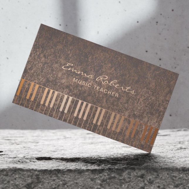 Music Gold Piano Keys Musical Modern Copper Business Card (Creator Uploaded)