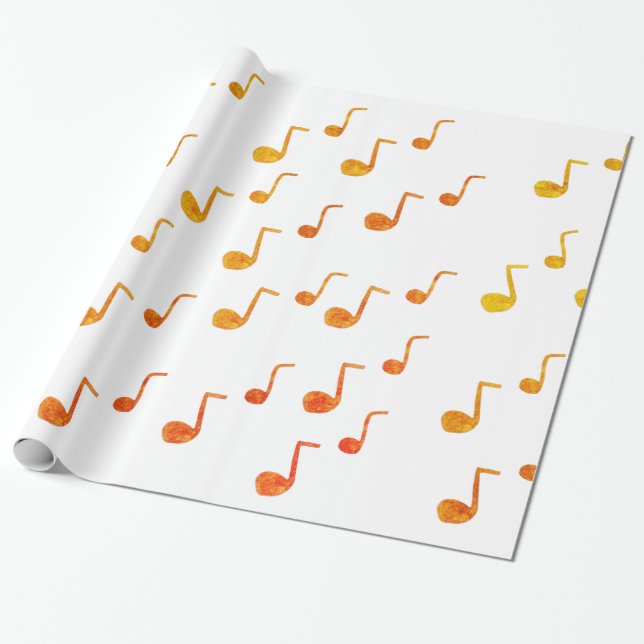 Music, Golden Notes Wrapping Paper (Unrolled)