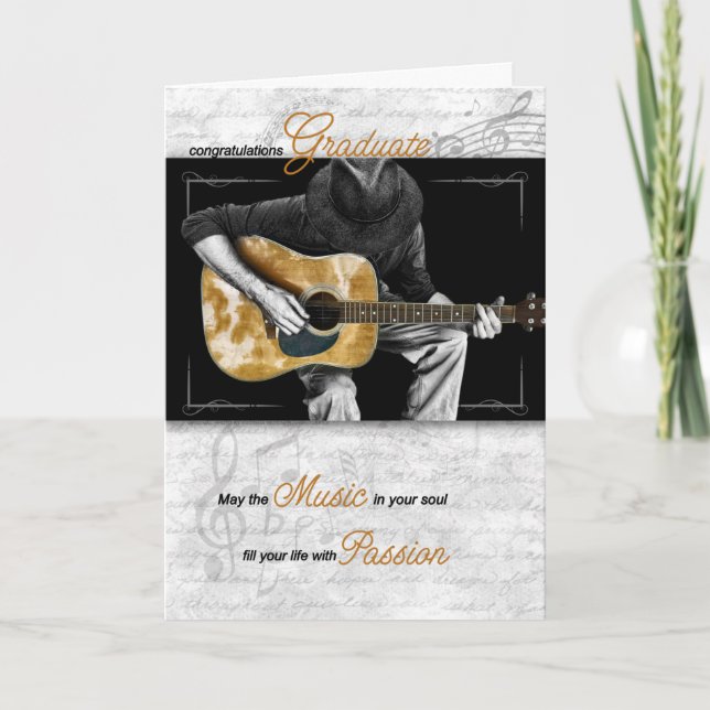 Music Graduate Congratulations Guitarist Card (Front)