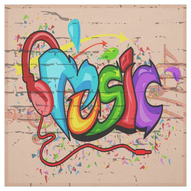 Music Graffiti Wall Fabric (Swatch)