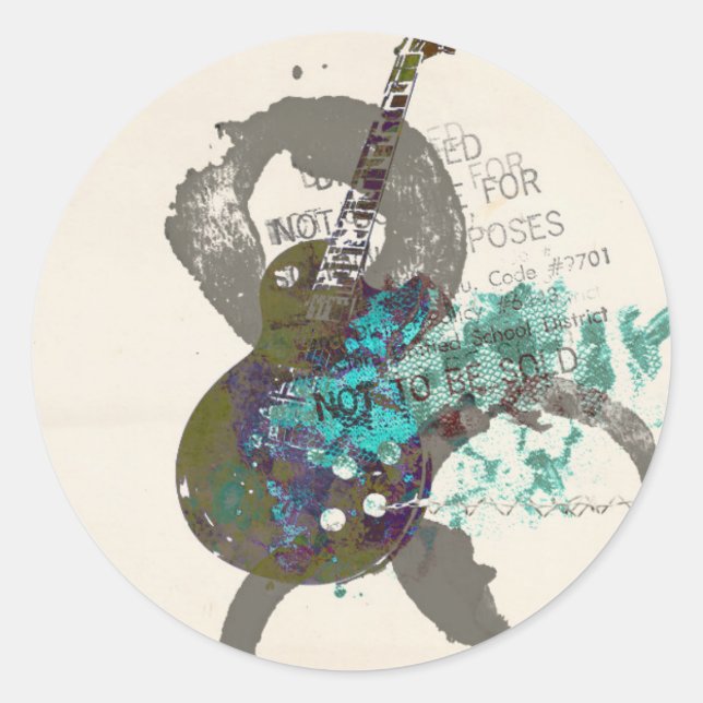 Music Grunge Collage Classic Round Sticker (Front)