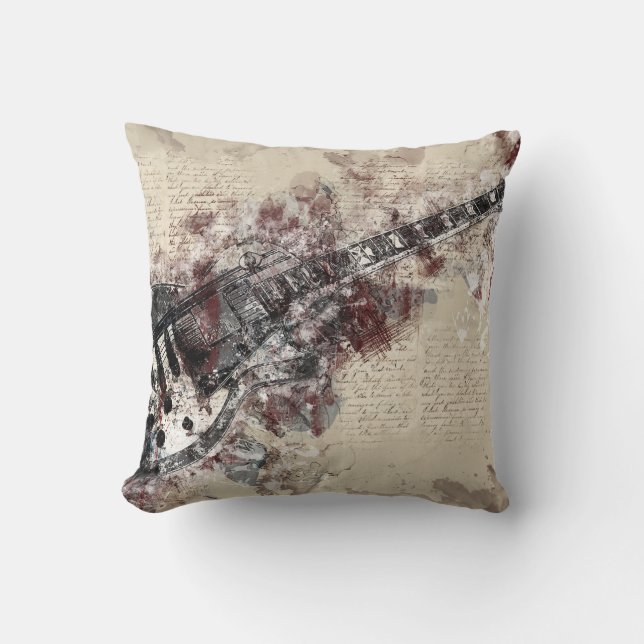 Music Grunge Decorative Pillow (Front)