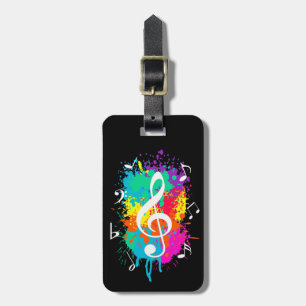 Music grunge luggage tag