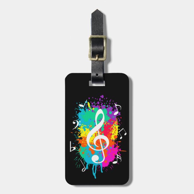 Music grunge luggage tag (Front Vertical)