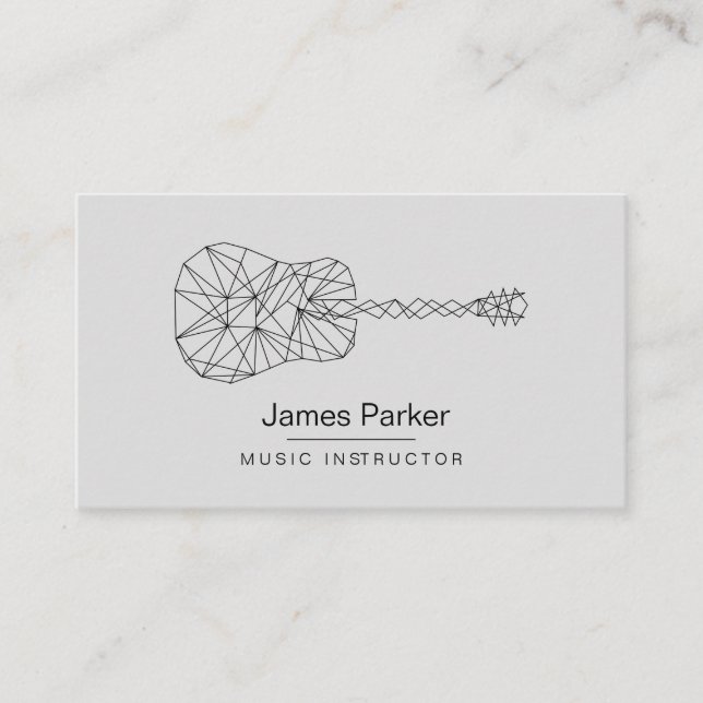 Music Guitar Instructor Logo Minimalist Musician Business Card (Front)