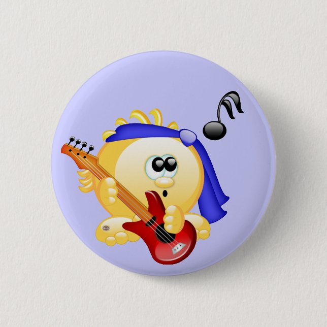 Music Guitar Player 6 Cm Round Badge (Front)