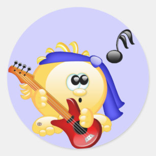 Music Guitar Player Classic Round Sticker