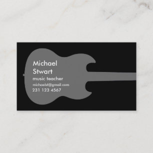 music guitar teacher / black business card