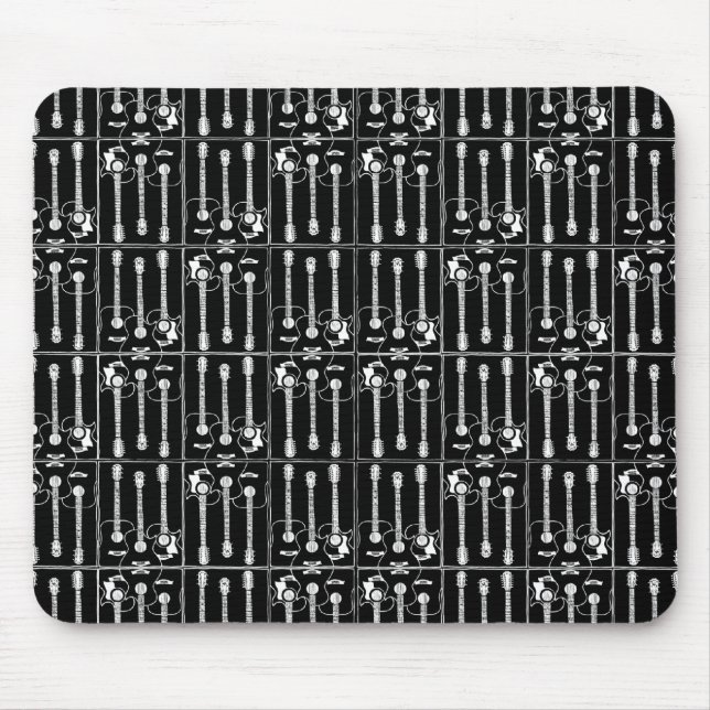 Music guitars pattern black mouse pad (Front)
