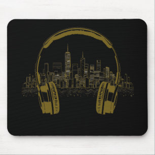 Music Headphone City Rhyme Wonderful Vibes Vector Mouse Pad