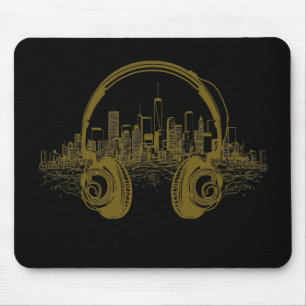 Music Headphone City Rhyme Wonderful Vibes Vector Mouse Pad