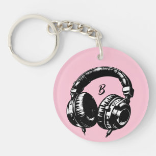 Music Headphones DJ Birthday Party Key Ring