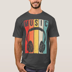 Music Headphones Vintage Retro Men Women T-Shirt