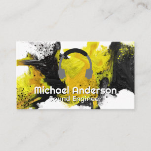 Music Headphones Watercolor Artistic Business Card