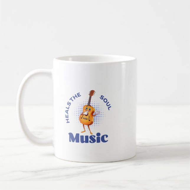 Music heals the soul funny coffee mug (Left)