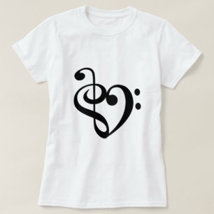 Music Heart Black in Love heart shape T-Shirt