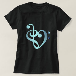 Music Heart Blue Sky in Love heart shape T-Shirt