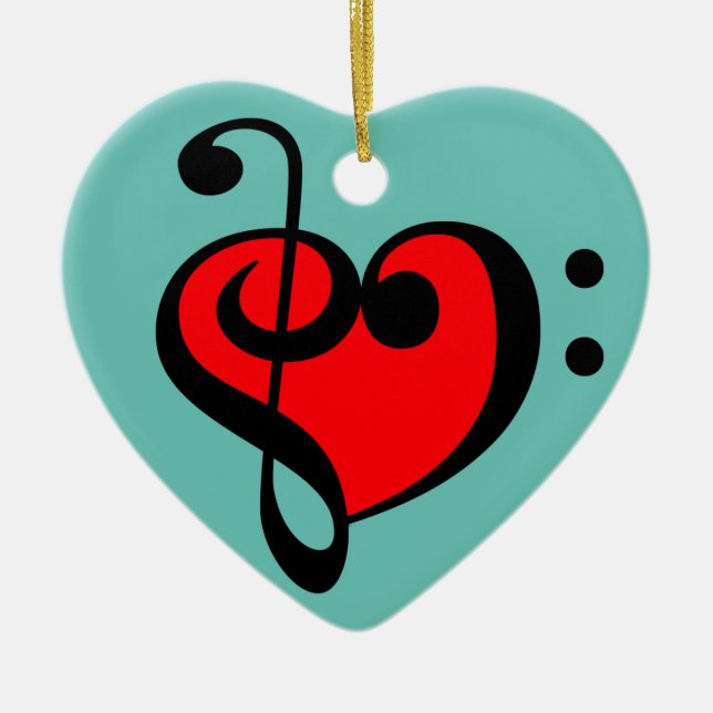 Music Heart Ceramic Tree Decoration (Front)
