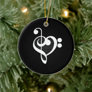 Music Heart - I Love Music Ceramic Tree Decoration