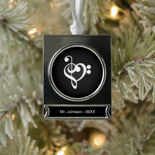 Music Heart - I Love Music Silver Plated Banner Ornament