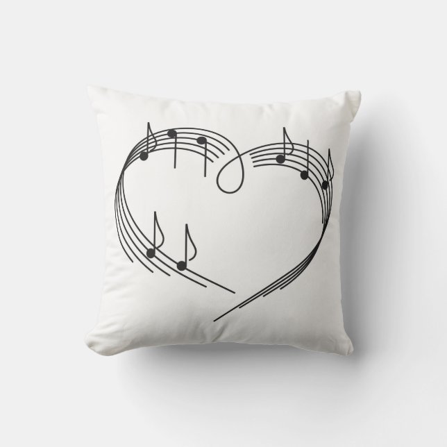 Music Heart Outdoor Throw Pillow (Front)