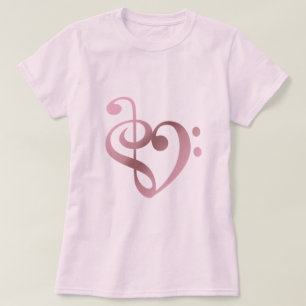 Music Heart Rose Gold in Love heart shape T-Shirt