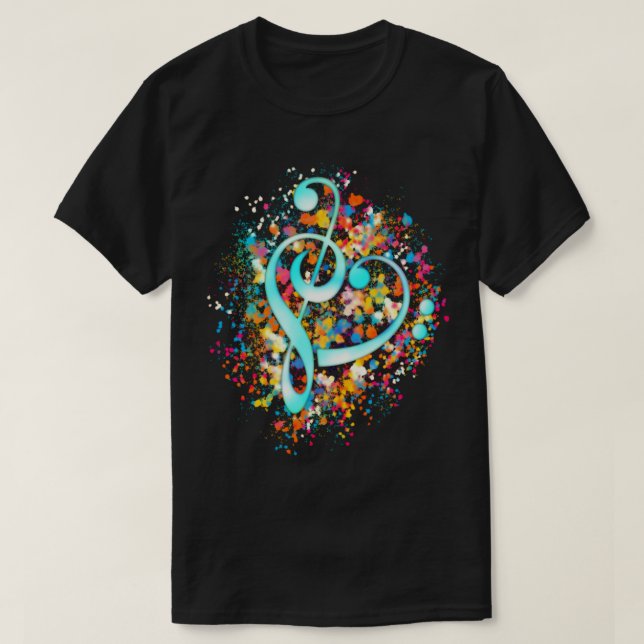 Music Heart Treble Bass Clef Classic T-Shirt (Design Front)