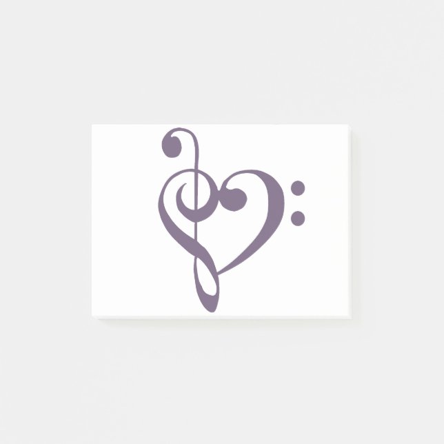 Music Heart Treble Bass Clef Heart - Grape Compote Post-it Notes (Front)