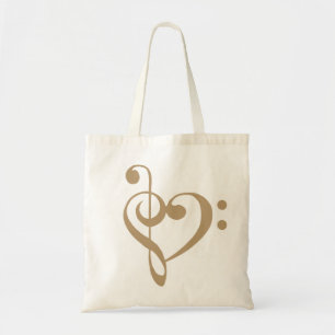 Music Heart Treble Bass Clef Heart - Lark Tote Bag