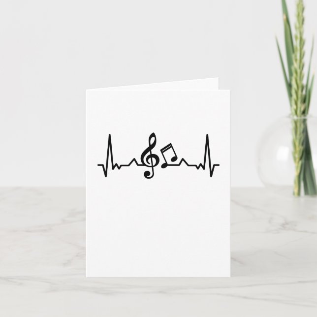 Music Heartbeat piano and guitar Gifts Note Card (Front)