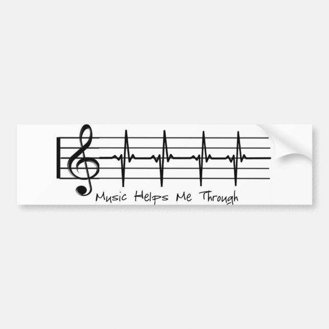 Music Helps Me Through Bumper Sticker (Front)
