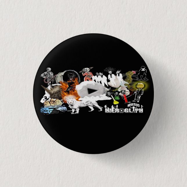Music Hieroglyph 3 Cm Round Badge (Front)